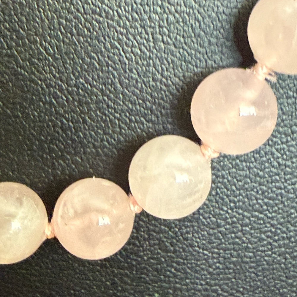 Rose Quartz and White Milk Glass Necklace - Picture 4 of 10